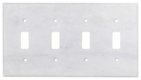 Tilefornia Carrara White Marble Quadruple Toggle Switch Plate Polished/Honed - Tilefornia