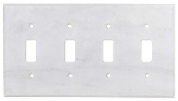 Tilefornia Carrara White Marble Quadruple Toggle Switch Plate Polished/Honed - Tilefornia