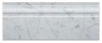 White Carrara Marble Baseboard Trim 4 3/4x12, Polished