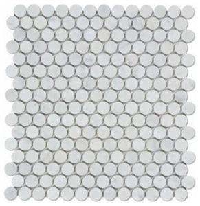 Tilefornia Italian Carrara White Penny Round Mosaic Tile Polished /Honed - Tilefornia