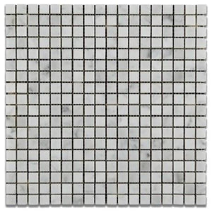 Tilefornia Italian Carrara White Marble 5/8" X 5/8" Mosaic Tile Polished/Honed - Tilefornia