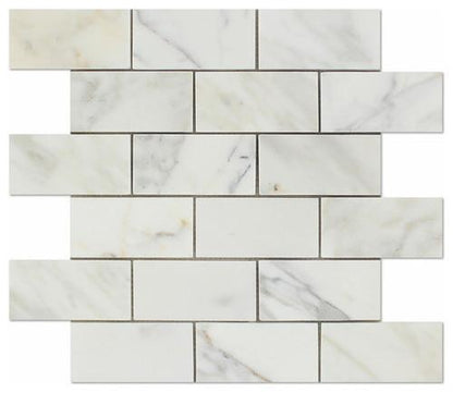Tilefornia Calacatta Gold 2" X 4" Straight Edge Mosaic  Subway Tile - Tilefornia