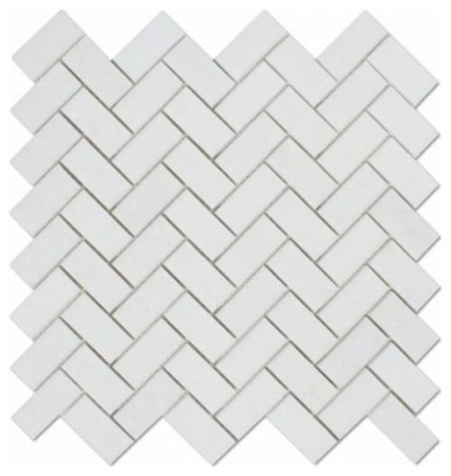 Tilefornia Thassos White Herringbone 1" X 2" Marble Mosaic - Tilefornia