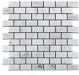 Tilefornia Italian Carrara White Marble 1" X 2" Brick Mosaic Tile Polished/Honed - Tilefornia