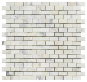 Tilefornia Calacatta Gold Marble Baby Brick 5/8" X 1 1/4" Mosaic Tile - Tilefornia