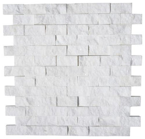 Tilefornia Thassos White 1" X 2" Brick Split Faced Mosaic - Tilefornia