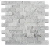 Tilefornia Italian Carrara White Marble 1" X 2" Split-Faced Mosaic Tile - Tilefornia