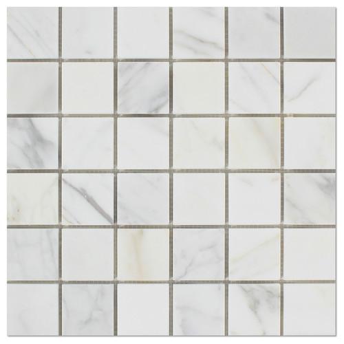 Tilefornia Calacatta Gold 2" X 2" Marble Mosaic Tile Polished / Honed - Tilefornia