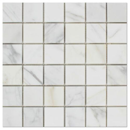 Tilefornia Calacatta Gold 2" X 2" Marble Mosaic Tile Polished / Honed - Tilefornia