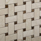 Crema Marfil Basketweave with Dark Emperador Dot Polished Finished - Tilefornia