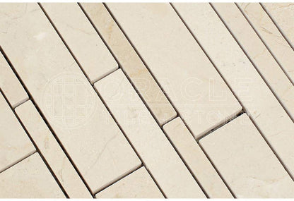 Crema Marfil Spanish Marble Random Strip Mosaic Tile, Polished - Tilefornia