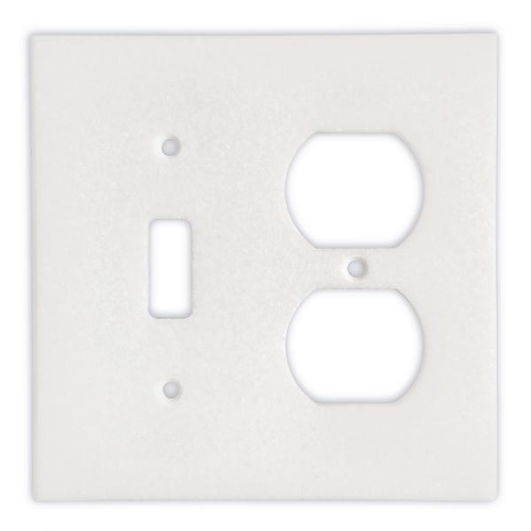 Tilefornia Thassos White Marble Toggle Duplex Switch Plate - Tilefornia