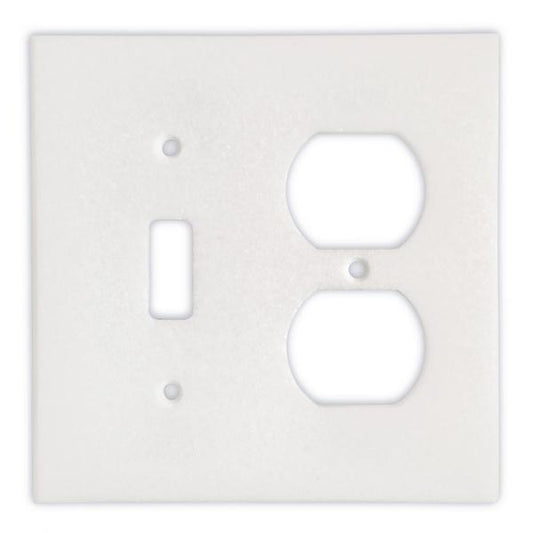 Tilefornia Thassos White Marble Toggle Duplex Switch Plate - Tilefornia