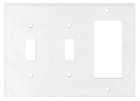 Tilefornia Carrara White Marble Double Toggle Rocker Switch Plate Polished/Honed - Tilefornia