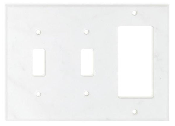 Tilefornia Carrara White Marble Double Toggle Rocker Switch Plate Polished/Honed - Tilefornia
