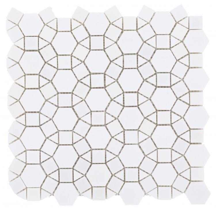 Tilefornia Granada Geometry Thassos White Marble - Tilefornia