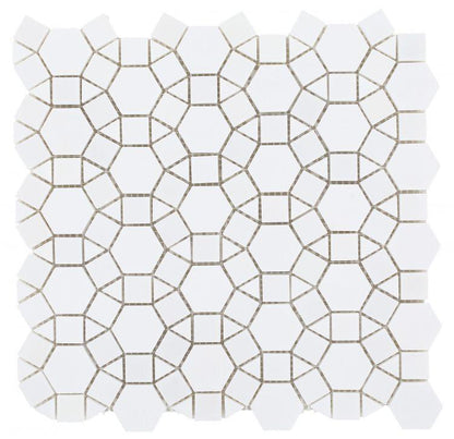 Tilefornia Granada Geometry Thassos White Marble - Tilefornia
