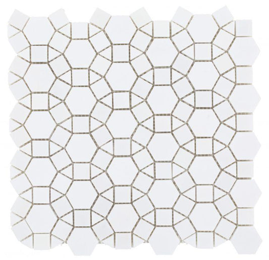 Tilefornia Granada Geometry Thassos White Marble - Tilefornia