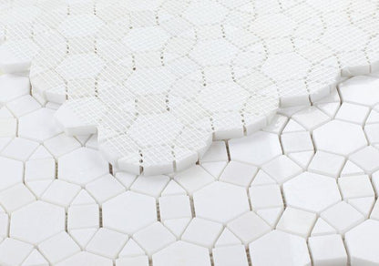 Tilefornia Granada Geometry Thassos White Marble - Tilefornia