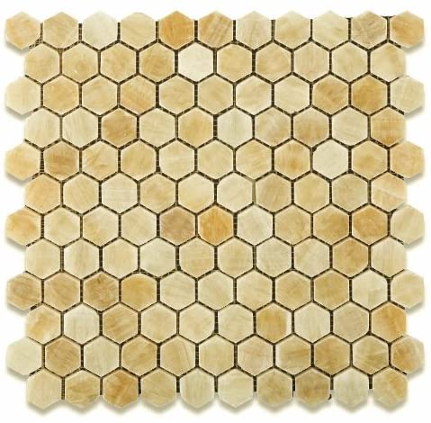 1" Hexagon Pattern Polished Mosaic Tiles Honey Onyx - Tilefornia