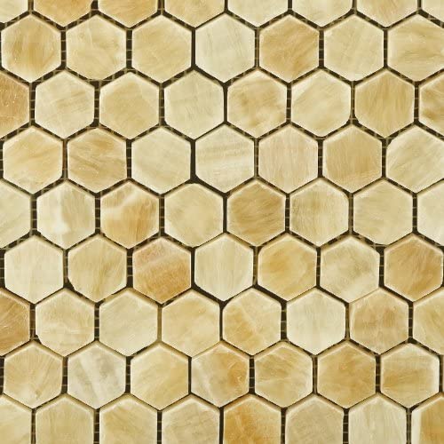 1" Hexagon Pattern Polished Mosaic Tiles Honey Onyx - Tilefornia