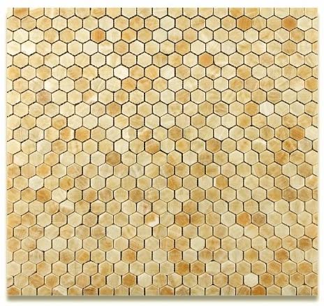 1" Hexagon Pattern Polished Mosaic Tiles Honey Onyx - Tilefornia