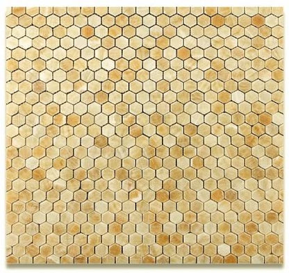 1" Hexagon Pattern Polished Mosaic Tiles Honey Onyx - Tilefornia