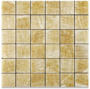 Yellow Onyx Polished Mosiac 2x2 Sheets for Backsplash, Shower Walls, Bathroom Floors - Tilefornia