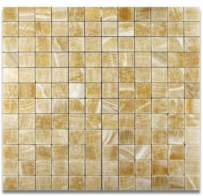 Yellow Onyx Polished Mosiac 2x2 Sheets for Backsplash, Shower Walls, Bathroom Floors - Tilefornia