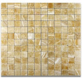 Honey Onyx 2x2 Polished Mosaics Meshed on 12" X 12" Sheet for Backsplash, Shower Walls, Bathroom Floors. Minimum Purchase 28 Sheets - Tilefornia