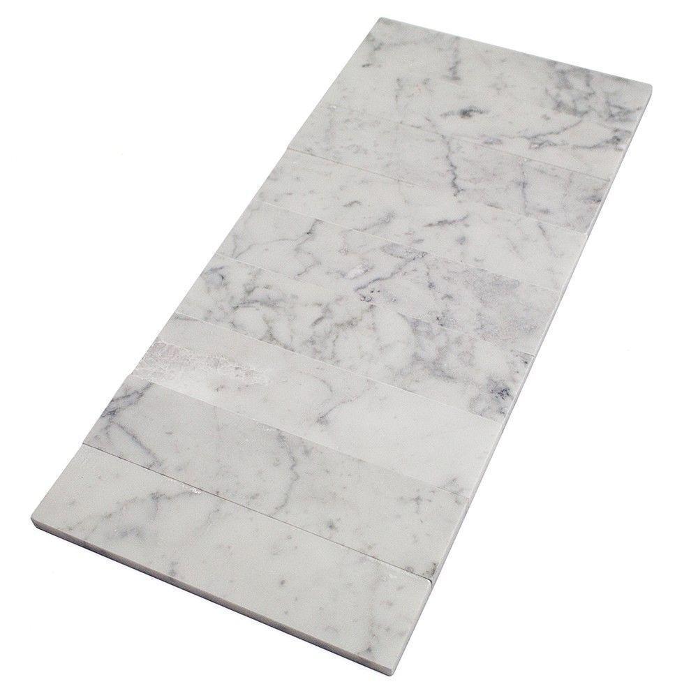 Tilefornia Italian Carrara White 2" X 12" Straight Edged Field Tile Polished / Honed - Tilefornia