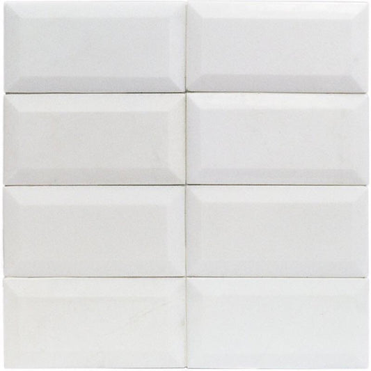 Tilefornia Thassos 3"X6" Deep Beveled Subway Tile Polished/Honed - Tilefornia