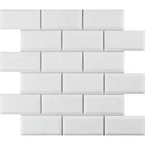 Tilefornia Thassos 2"X4" Deep Beveled Marble Subway Tile - Tilefornia