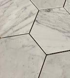 Tilefornia Italian Carrara White Marble 5" Hexagon Mosaic Tile Polished/Honed - Tilefornia