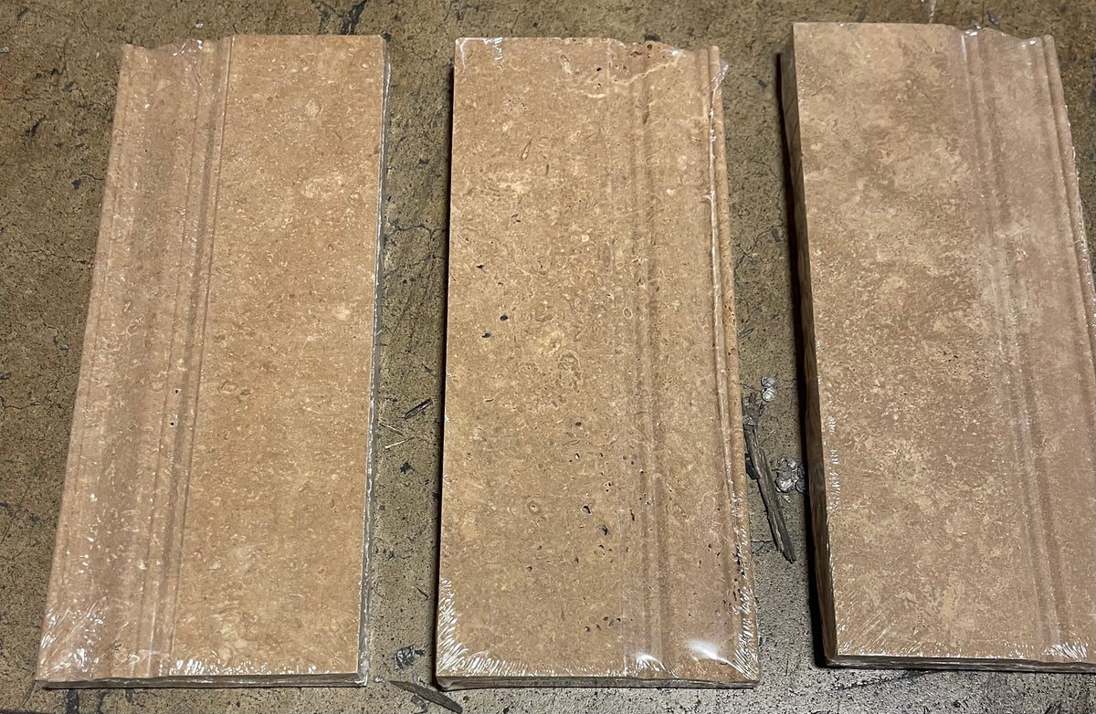 Walnut Travertine Honed 5 X 12 Baseboard Trim Molding - Tilefornia