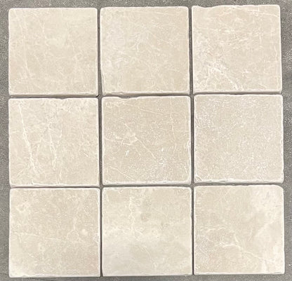 Turkish Crema Marfil Marble 4 X 4 Tumbled Field Tile - Box of 5 sq. ft. - Tilefornia