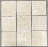 IVORY / BEIGE MARBLE 4 by 4-Inch Tumbled Decorative Tile, Like Crema Marfil, 5-Total Square Feet - Tilefornia