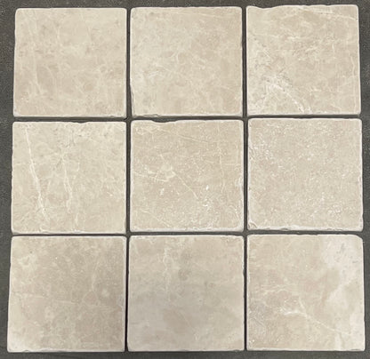 Turkish Crema Marfil Marble 4 X 4 Tumbled Field Tile - Box of 5 sq. ft. - Tilefornia