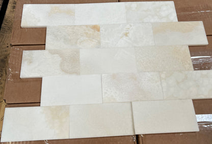 Pearl White Onyx Subway Brick 3x6 Polished Tiles for Backsplash, Shower Walls, Bathroom Floors - Tilefornia