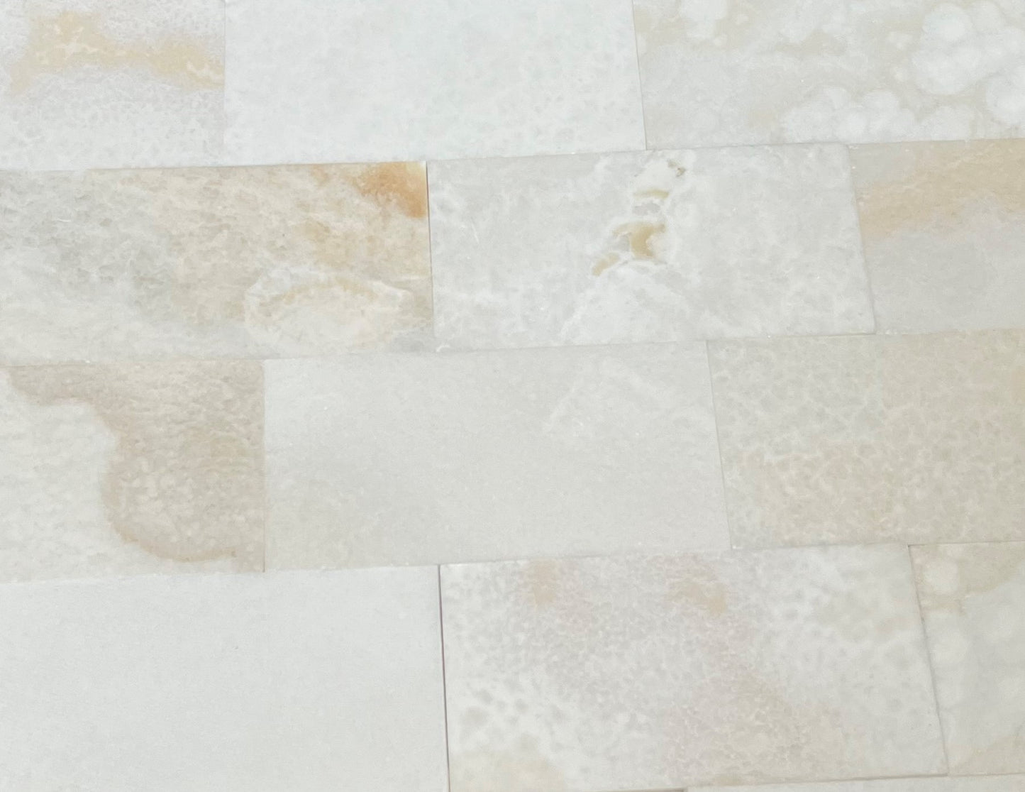 Pearl White Onyx Subway Brick 3x6 Polished Tiles for Backsplash, Shower Walls, Bathroom Floors - Tilefornia