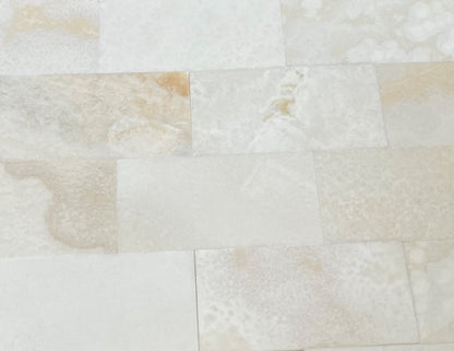 Pearl White Onyx Subway Brick 3x6 Polished Tiles for Backsplash, Shower Walls, Bathroom Floors - Tilefornia