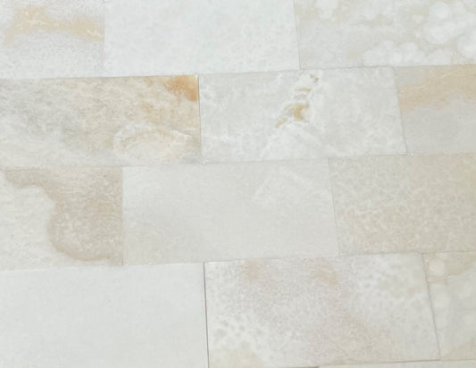 Pearl White Onyx Subway Brick 3x6 Polished Tiles for Backsplash, Shower Walls, Bathroom Floors - Tilefornia