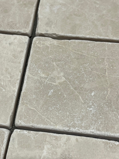Turkish Crema Marfil Marble 4 X 4 Tumbled Field Tile - Box of 5 sq. ft. - Tilefornia