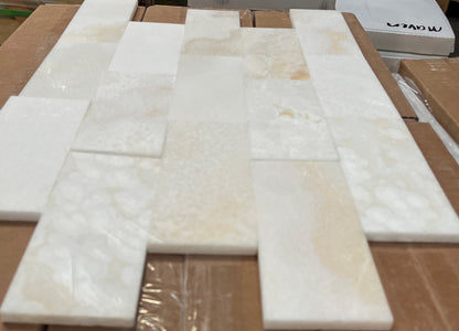 Pearl White Onyx Subway Brick 3x6 Polished Tiles for Backsplash, Shower Walls, Bathroom Floors - Tilefornia