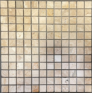 Valencia 1"X1" Tumbled Travertine Mosaic Tile - Tilefornia