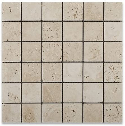 Ivory Travertine 2 X 2 Tumbled Mosaic Tile - 1 Full sheet - Tilefornia