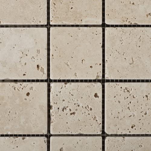 Ivory Travertine 2 X 2 Tumbled Mosaic Tile - 1 Full sheet - Tilefornia