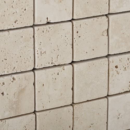 Ivory Travertine 2 X 2 Tumbled Mosaic Tile - 1 Full sheet - Tilefornia