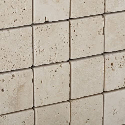 Ivory Travertine 2 X 2 Tumbled Mosaic Tile - Box of 5 sq. ft. - Tilefornia