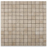 Ivory Travertine 2 X 2 Tumbled Mosaic Tile - 6" X 6" Sample - Tilefornia